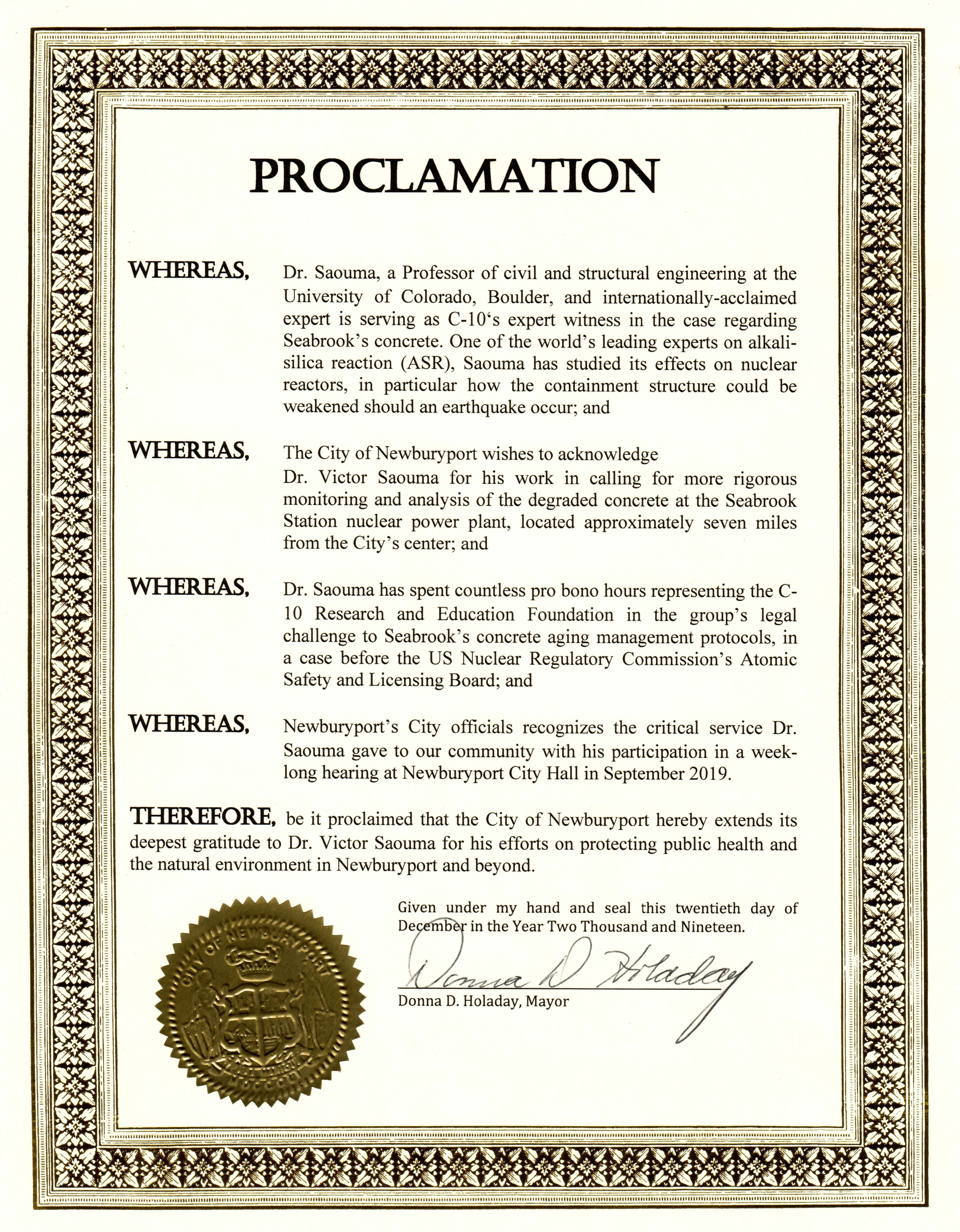 Newburyport Proclamation